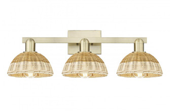 Natural Ballston Dome - 3 Light - 26 inch - Antique Brass - Bath Vanity Light (3442|716-3W-AB-NBD2-75-NAT)