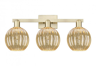 Preston Globe - 3 Light - 26 inch - Antique Brass - Bath Vanity Light (3442|716-3W-AB-G458-7ME)