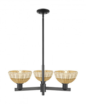 Natural Ballston Dome - 3 Light - 18 inch - Matte Black - Pendant (3442|716-3CR-BK-NBD2-75-NAT)