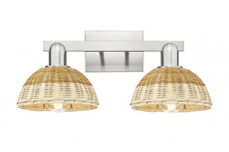 Natural Ballston Dome - 2 Light - 16 inch - Brushed Satin Nickel - Bath Vanity Light (3442|716-2W-SN-NBD2-75-NAT)