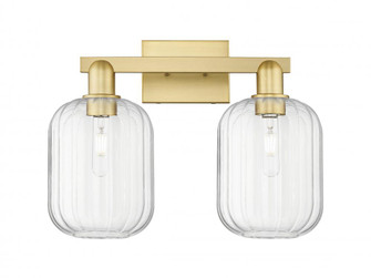 Preston Cylinder - 2 Light - 16 inch - Satin Gold - Bath Vanity Light (3442|716-2W-SG-G460-7CL)