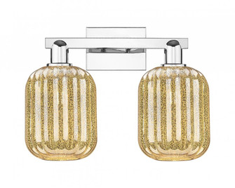 Preston Cylinder - 2 Light - 16 inch - Polished Chrome - Bath Vanity Light (3442|716-2W-PC-G460-7ME)