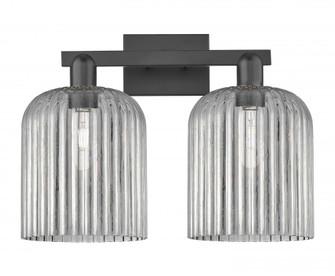 Bridal Veil - 2 Light - 19 inch - Matte Black - Bath Vanity Light (3442|716-2W-BK-G559-8SM)
