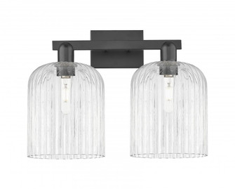 Bridal Veil - 2 Light - 19 inch - Matte Black - Bath Vanity Light (3442|716-2W-BK-G559-8CL)