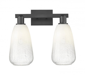 Brookhaven Almond - 2 Light - 16 inch - Matte Black - Bath Vanity Light (3442|716-2W-BK-G480-6OP)