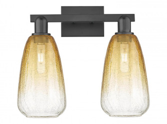 Brookhaven Almond - 2 Light - 16 inch - Matte Black - Bath Vanity Light (3442|716-2W-BK-G480-6AM)