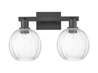 Preston Globe - 2 Light - 16 inch - Matte Black - Bath Vanity Light (3442|716-2W-BK-G458-7CL)