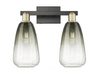 Brookhaven Almond - 2 Light - 16 inch - Black Antique Brass - Bath Vanity Light (3442|716-2W-BAB-G480-6SL)