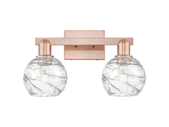 Athens Deco Swirl - 2 Light - 16 inch - Antique Copper - Bath Vanity Light (3442|716-2W-AC-G1213-6CL)