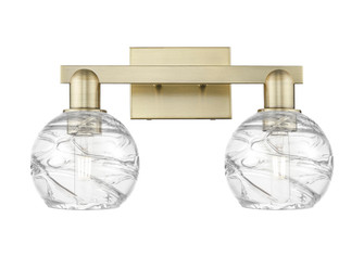 Athens Deco Swirl - 2 Light - 16 inch - Antique Brass - Bath Vanity Light (3442|716-2W-AB-G1213-6CL)