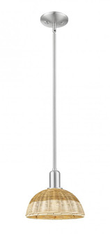 Natural Ballston Dome - 1 Light - 9 inch - Brushed Satin Nickel - Mini Pendant (3442|716-1S-SN-NBD2-9-NAT)