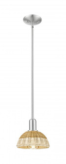 Natural Ballston Dome - 1 Light - 6 inch - Brushed Satin Nickel - Mini Pendant (3442|716-1S-SN-NBD2-75-NAT)
