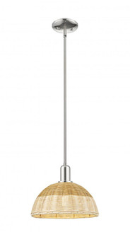 Natural Ballston Dome - 1 Light - 12 inch - Polished Nickel - Mini Pendant (3442|716-1S-PN-NBD2-12-NAT)