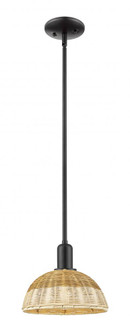Natural Ballston Dome - 1 Light - 6 inch - Matte Black - Mini Pendant (3442|716-1S-BK-NBD2-9-NAT)