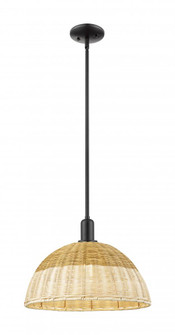 Natural Ballston Dome - 1 Light - 6 inch - Matte Black - Mini Pendant (3442|716-1S-BK-NBD2-16-NAT)