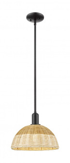 Natural Ballston Dome - 1 Light - 6 inch - Matte Black - Mini Pendant (3442|716-1S-BK-NBD2-12-NAT)