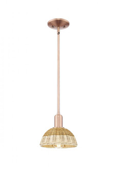 Natural Ballston Dome - 1 Light - 6 inch - Antique Copper - Mini Pendant (3442|716-1S-AC-NBD2-75-NAT)