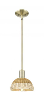Natural Ballston Dome - 1 Light - 6 inch - Antique Brass - Mini Pendant (3442|716-1S-AB-NBD2-75-NAT)