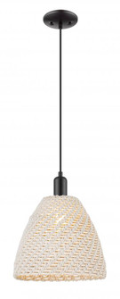 Bristol Natural - 1 Light - 6 inch - Matte Black - Cord hung - Mini Pendant (3442|716-1P-BK-NBD-12-NAT)