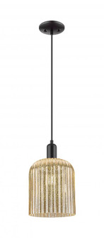 Bridal Veil - 1 Light - 8 inch - Matte Black - Cord hung - Mini Pendant (3442|716-1P-BK-G559-8ME)