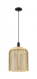 Bridal Veil - 1 Light - 12 inch - Matte Black - Cord hung - Mini Pendant (3442|716-1P-BK-G559-12ME)