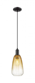 Brookhaven Almond - 1 Light - 6 inch - Matte Black - Cord hung - Mini Pendant (3442|716-1P-BK-G480-6AM)