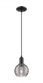 Athens Deco Swirl - 1 Light - 6 inch - Matte Black - Cord hung - Mini Pendant (3442|716-1P-BK-G1213-6SM)
