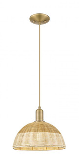 Natural Ballston Dome - 1 Light - 6 inch - Brushed Brass - Cord hung - Mini Pendant (3442|716-1P-BB-NBD2-12-NAT)