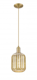 Preston Cylinder - 1 Light - 6 inch - Brushed Brass - Cord hung - Mini Pendant (3442|716-1P-BB-G460-7ME)