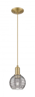 Athens Deco Swirl - 1 Light - 6 inch - Brushed Brass - Cord hung - Mini Pendant (3442|716-1P-BB-G1213-6SM)