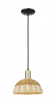Natural Ballston Dome - 1 Light - 6 inch - Black Antique Brass - Cord hung - Mini Pendant (3442|716-1P-BAB-NBD2-9-NAT)