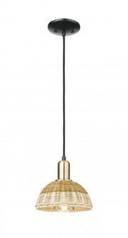 Natural Ballston Dome - 1 Light - 6 inch - Black Antique Brass - Cord hung - Mini Pendant (3442|716-1P-BAB-NBD2-75-NAT)