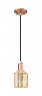 Bridal Veil - 1 Light - 6 inch - Antique Copper - Cord hung - Mini Pendant (3442|716-1P-AC-G559-5ME)