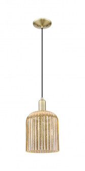 Bridal Veil - 1 Light - 8 inch - Antique Brass - Cord hung - Mini Pendant (3442|716-1P-AB-G559-8ME)