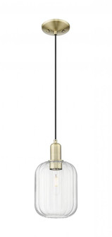 Preston Cylinder - 1 Light - 6 inch - Antique Brass - Cord hung - Mini Pendant (3442|716-1P-AB-G460-7CL)