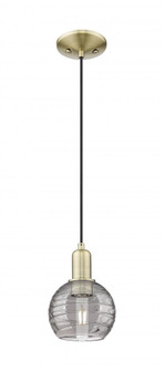 Athens Deco Swirl - 1 Light - 6 inch - Antique Brass - Cord hung - Mini Pendant (3442|716-1P-AB-G1213-6SM)