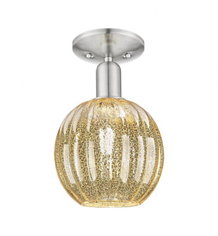 Preston Globe - 1 Light - 6 inch - Brushed Satin Nickel - Semi-Flush Mount (3442|716-1C-SN-G458-7ME)