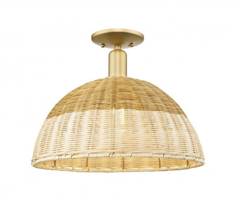 Natural Ballston Dome - 1 Light - 6 inch - Satin Gold - Semi-Flush Mount (3442|716-1C-SG-NBD2-16-NAT)