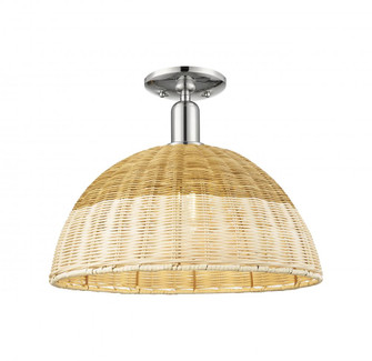 Natural Ballston Dome - 1 Light - 16 inch - Polished Nickel - Semi-Flush Mount (3442|716-1C-PN-NBD2-16-NAT)