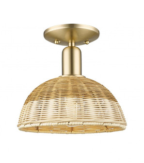 Natural Ballston Dome - 1 Light - 9 inch - Champagne Bronze - Semi-Flush Mount (3442|716-1C-CB-NBD2-9-NAT)