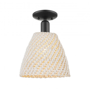 Bristol Natural - 1 Light - 9 inch - Matte Black - Semi-Flush Mount (3442|716-1C-BK-NBD-9-NAT)