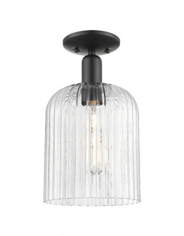 Bridal Veil - 1 Light - 8 inch - Matte Black - Semi-Flush Mount (3442|716-1C-BK-G559-8CL)