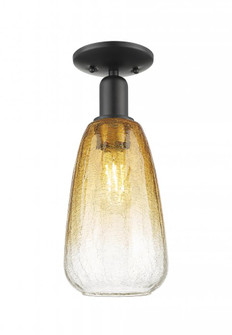 Brookhaven Almond - 1 Light - 6 inch - Matte Black - Semi-Flush Mount (3442|716-1C-BK-G480-6AM)