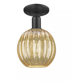 Preston Globe - 1 Light - 6 inch - Matte Black - Semi-Flush Mount (3442|716-1C-BK-G458-7ME)