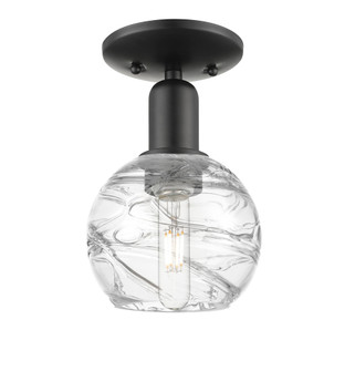 Athens Deco Swirl - 1 Light - 6 inch - Matte Black - Semi-Flush Mount (3442|716-1C-BK-G1213-6CL)