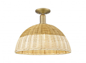 Natural Ballston Dome - 1 Light - 6 inch - Brushed Brass - Semi-Flush Mount (3442|716-1C-BB-NBD2-16-NAT)