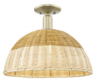 Natural Ballston Dome - 1 Light - 16 inch - Antique Brass - Semi-Flush Mount (3442|716-1C-AB-NBD2-16-NAT)