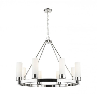 Boreas - 8 Light - 36 inch - Polished Nickel - Chandelier (3442|617-8CR-PN-G617-8WH)