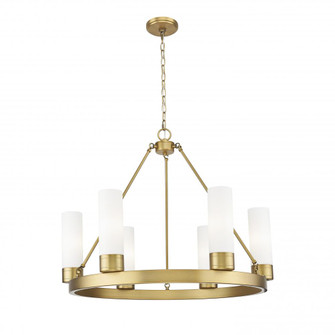Boreas - 6 Light - 29 inch - Brushed Brass - Chandelier (3442|617-6CR-BB-G617-8WH)