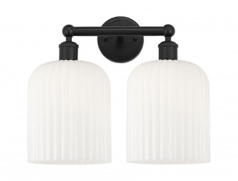 Bridal Veil - 2 Light - 14 inch - Matte Black - Bath Vanity Light (3442|616-2W-BK-G559-8GWH)